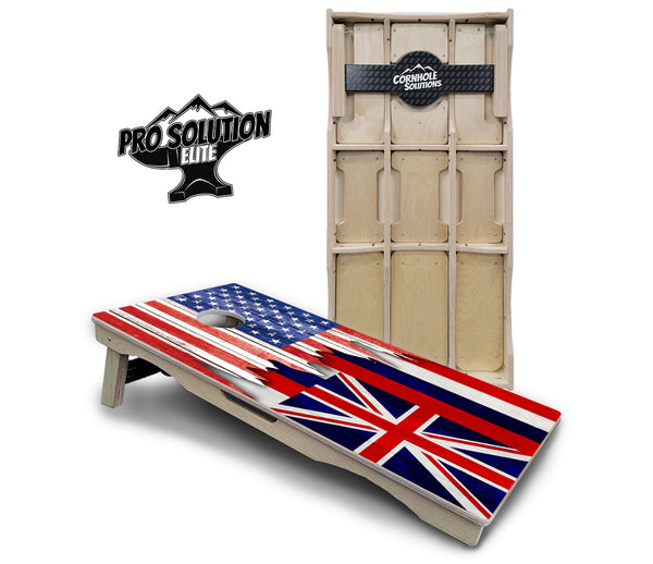 Pro Solution Elite - State Flag Designs Hawaii to Maryland - Professional Tournament Cornhole Boards 3/4" Baltic Birch - Zero Bounce Zero Movement Vertical Interlocking Braces for Extra Weight & Stability +Double Thick Legs +Airmail Blocker