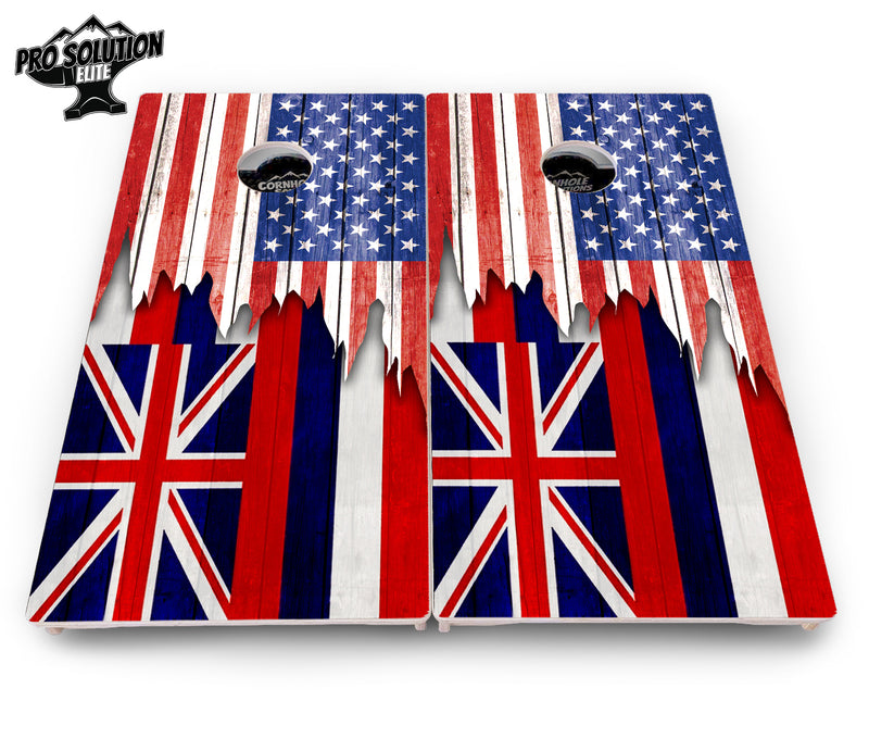 Pro Solution Elite - State Flag Designs Hawaii to Maryland - Professional Tournament Cornhole Boards 3/4" Baltic Birch - Zero Bounce Zero Movement Vertical Interlocking Braces for Extra Weight & Stability +Double Thick Legs +Airmail Blocker