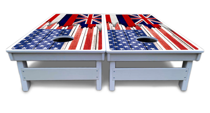 Waterproof - State Flag Designs Hawaii to Maryland - All Weather Boards "Outdoor Solution" 18mm(3/4")Direct UV Printed - Regulation 2' by 4' Cornhole Boards (Set of 2 Boards) Double Thick Legs, with Leg Brace & Dual Support Braces!