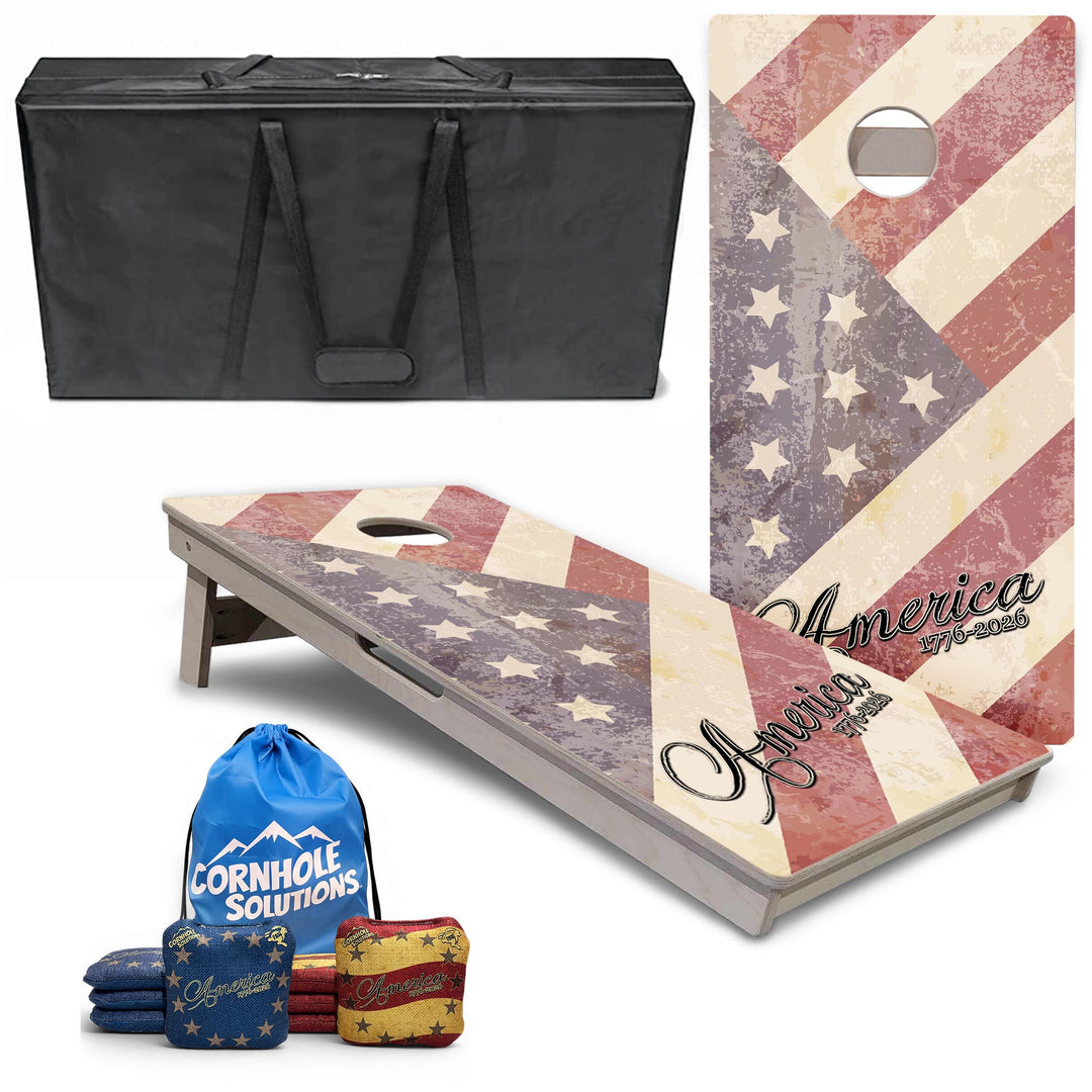 Complete Tournament Cornhole Bundle - Boards, Bags & Carrying Case - America 1776-2026 "Limited Edition"