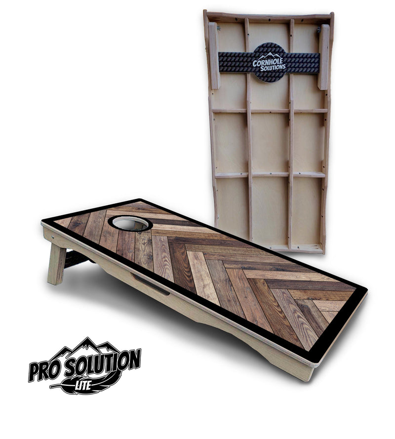 Pro Solution Elite - Herringbone w/Border Options - Professional Tournament Cornhole Boards 3/4" Baltic Birch - Zero Bounce Zero Movement Vertical Interlocking Braces for Extra Weight & Stability +Double Thick Legs +Airmail Blocker