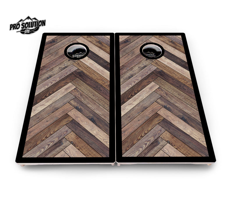 Pro Solution Elite - Herringbone w/Border Options - Professional Tournament Cornhole Boards 3/4" Baltic Birch - Zero Bounce Zero Movement Vertical Interlocking Braces for Extra Weight & Stability +Double Thick Legs +Airmail Blocker