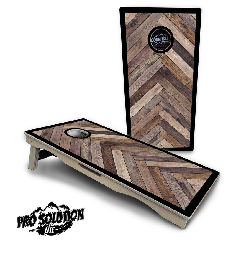 Pro Solution Elite - Herringbone w/Border Options - Professional Tournament Cornhole Boards 3/4" Baltic Birch - Zero Bounce Zero Movement Vertical Interlocking Braces for Extra Weight & Stability +Double Thick Legs +Airmail Blocker