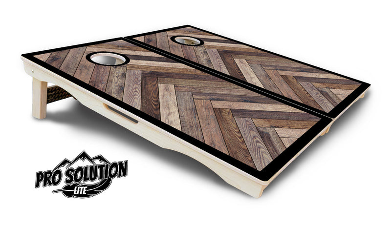 Pro Solution Elite - Herringbone w/Border Options - Professional Tournament Cornhole Boards 3/4" Baltic Birch - Zero Bounce Zero Movement Vertical Interlocking Braces for Extra Weight & Stability +Double Thick Legs +Airmail Blocker