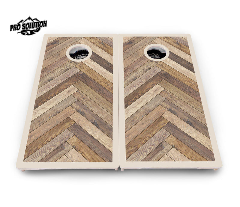 Pro Solution Elite - Herringbone w/Border Options - Professional Tournament Cornhole Boards 3/4" Baltic Birch - Zero Bounce Zero Movement Vertical Interlocking Braces for Extra Weight & Stability +Double Thick Legs +Airmail Blocker