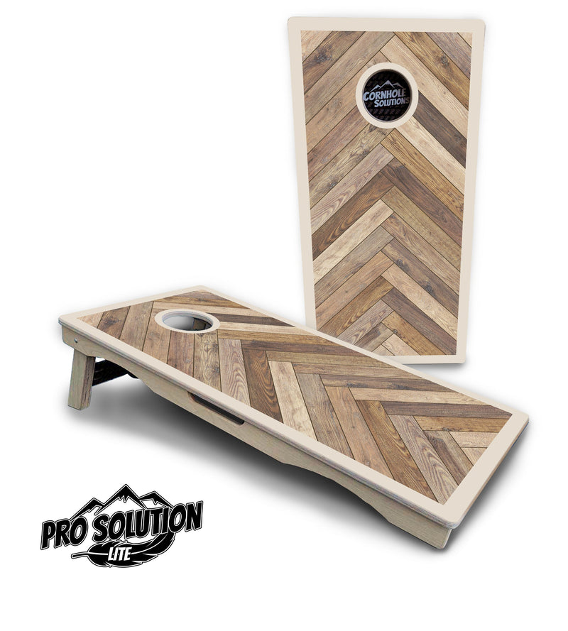 Pro Solution Elite - Herringbone w/Border Options - Professional Tournament Cornhole Boards 3/4" Baltic Birch - Zero Bounce Zero Movement Vertical Interlocking Braces for Extra Weight & Stability +Double Thick Legs +Airmail Blocker