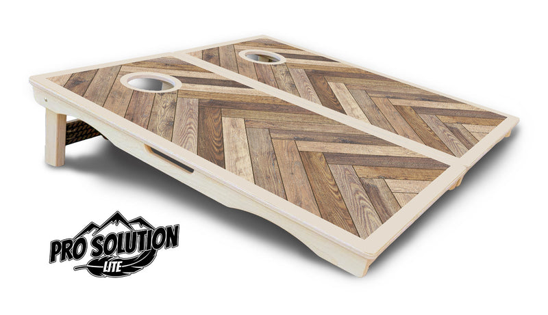 Pro Solution Elite - Herringbone w/Border Options - Professional Tournament Cornhole Boards 3/4" Baltic Birch - Zero Bounce Zero Movement Vertical Interlocking Braces for Extra Weight & Stability +Double Thick Legs +Airmail Blocker