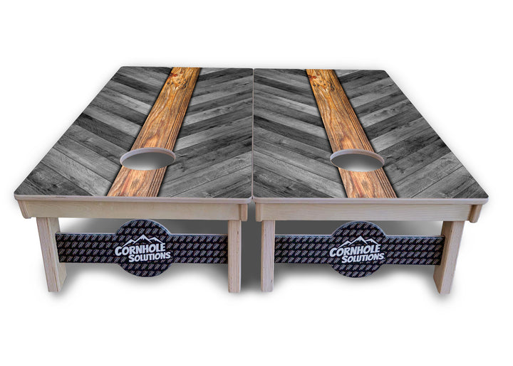 Grey Herringbone Cornhole Boards - Professional Tournament Series