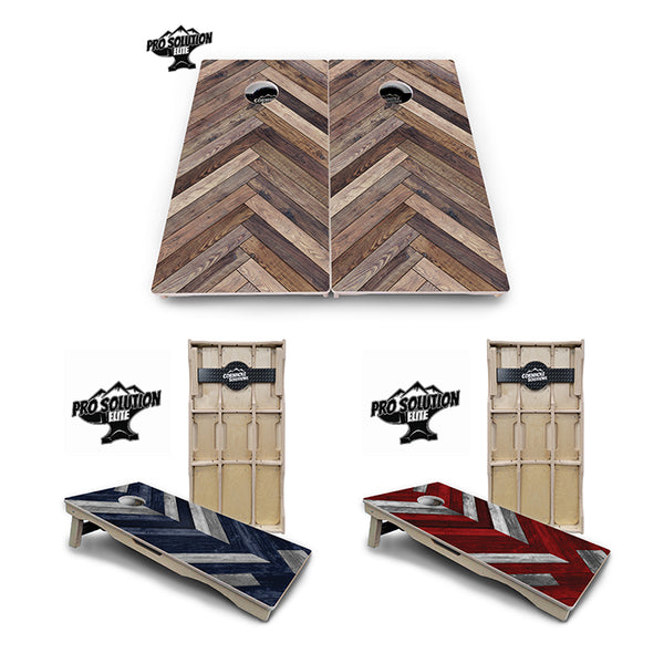 Pro Solution Elite - Herringbone Design Options - Professional Tournament Cornhole Boards 3/4" Baltic Birch - Zero Bounce Zero Movement Vertical Interlocking Braces for Extra Weight & Stability +Double Thick Legs +Airmail Blocker