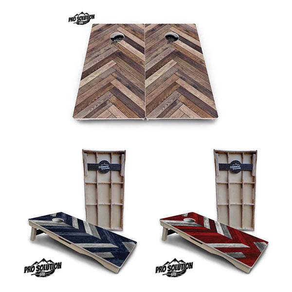 Pro Solution Lite - Herringbone Design Options - Professional Tournament Cornhole Boards 3/4" Baltic Birch - Zero Bounce Zero Movement Vertical Interlocking Braces for Extra Weight & Stability +Double Thick Legs +Airmail Blocker