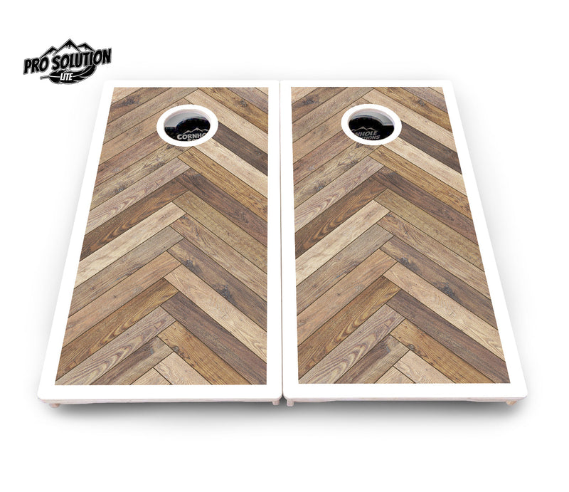 Pro Solution Elite - Herringbone w/Border Options - Professional Tournament Cornhole Boards 3/4" Baltic Birch - Zero Bounce Zero Movement Vertical Interlocking Braces for Extra Weight & Stability +Double Thick Legs +Airmail Blocker