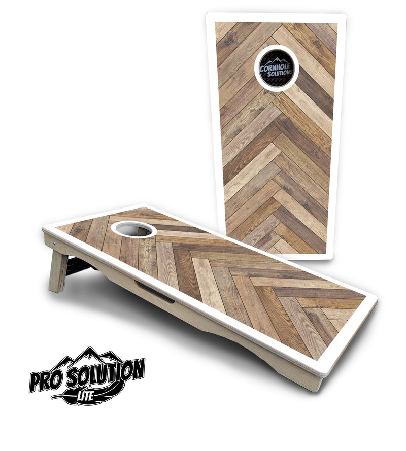 Pro Solution Elite - Herringbone w/Border Options - Professional Tournament Cornhole Boards 3/4" Baltic Birch - Zero Bounce Zero Movement Vertical Interlocking Braces for Extra Weight & Stability +Double Thick Legs +Airmail Blocker