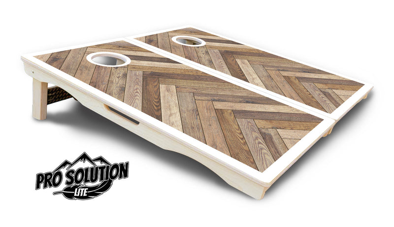 Pro Solution Elite - Herringbone w/Border Options - Professional Tournament Cornhole Boards 3/4" Baltic Birch - Zero Bounce Zero Movement Vertical Interlocking Braces for Extra Weight & Stability +Double Thick Legs +Airmail Blocker