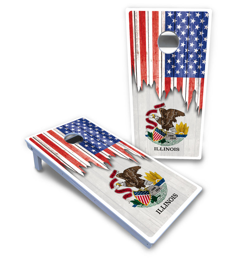 Waterproof - State Flag Designs Hawaii to Maryland - All Weather Boards "Outdoor Solution" 18mm(3/4")Direct UV Printed - Regulation 2' by 4' Cornhole Boards (Set of 2 Boards) Double Thick Legs, with Leg Brace & Dual Support Braces!