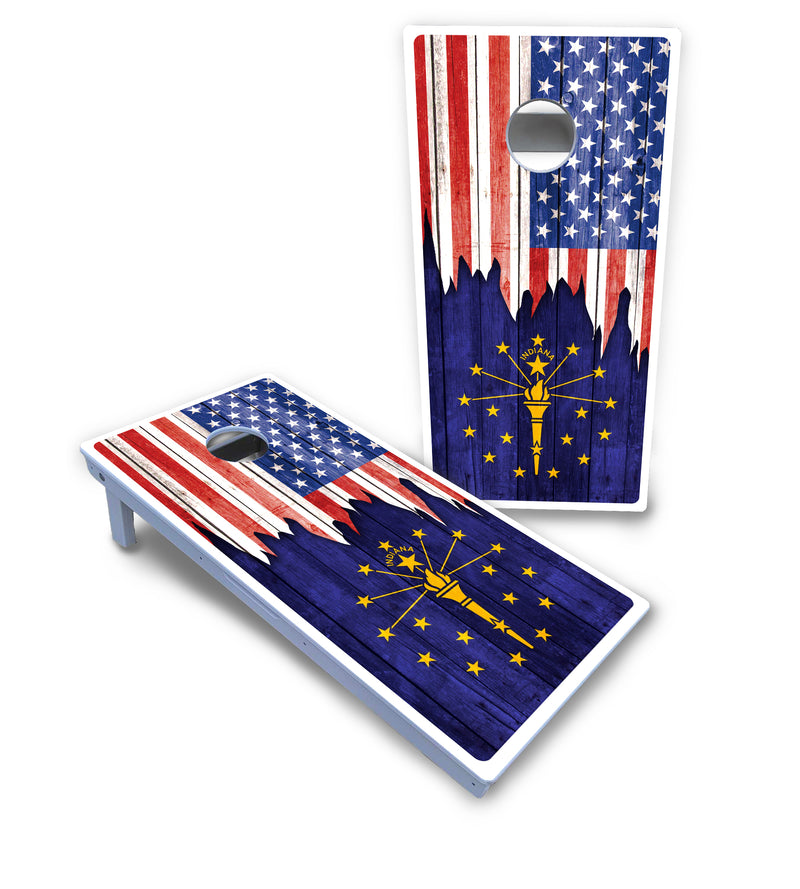 Waterproof - State Flag Designs Hawaii to Maryland - All Weather Boards "Outdoor Solution" 18mm(3/4")Direct UV Printed - Regulation 2' by 4' Cornhole Boards (Set of 2 Boards) Double Thick Legs, with Leg Brace & Dual Support Braces!