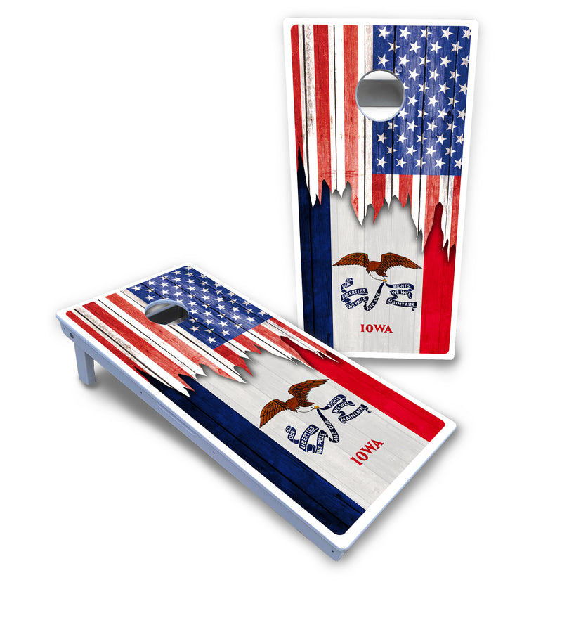 Waterproof - State Flag Designs Hawaii to Maryland - All Weather Boards "Outdoor Solution" 18mm(3/4")Direct UV Printed - Regulation 2' by 4' Cornhole Boards (Set of 2 Boards) Double Thick Legs, with Leg Brace & Dual Support Braces!