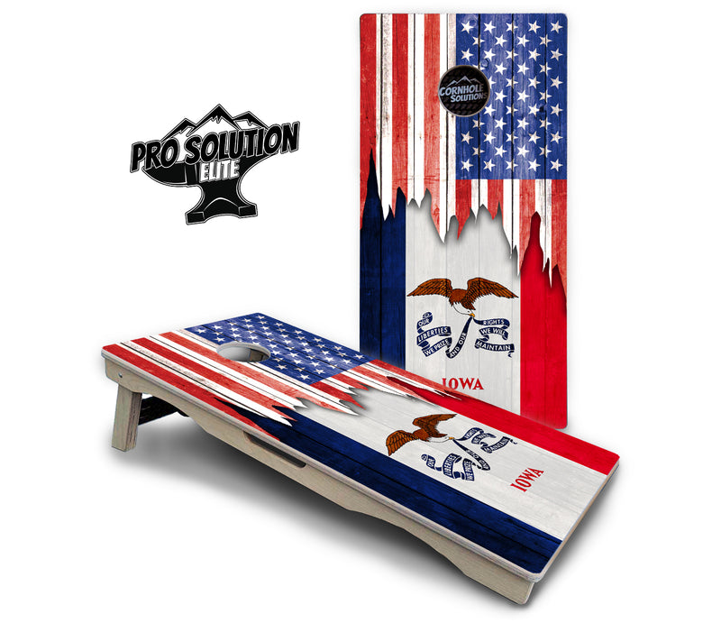 Pro Solution Elite - State Flag Designs Hawaii to Maryland - Professional Tournament Cornhole Boards 3/4" Baltic Birch - Zero Bounce Zero Movement Vertical Interlocking Braces for Extra Weight & Stability +Double Thick Legs +Airmail Blocker