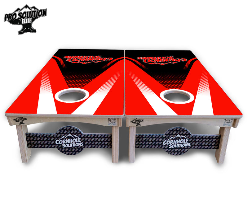 Pro Solution Elite - Red & Black CS Logo Design Options - Professional Tournament Cornhole Boards 3/4" Baltic Birch - Zero Bounce Zero Movement Vertical Interlocking Braces for Extra Weight & Stability +Double Thick Legs +Airmail Blocker