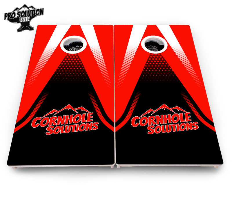 Pro Solution Elite - Red & Black CS Logo Design Options - Professional Tournament Cornhole Boards 3/4" Baltic Birch - Zero Bounce Zero Movement Vertical Interlocking Braces for Extra Weight & Stability +Double Thick Legs +Airmail Blocker