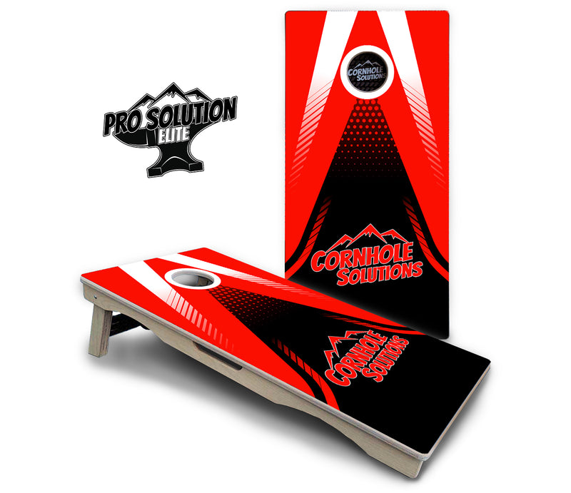 Pro Solution Elite - Red & Black CS Logo Design Options - Professional Tournament Cornhole Boards 3/4" Baltic Birch - Zero Bounce Zero Movement Vertical Interlocking Braces for Extra Weight & Stability +Double Thick Legs +Airmail Blocker