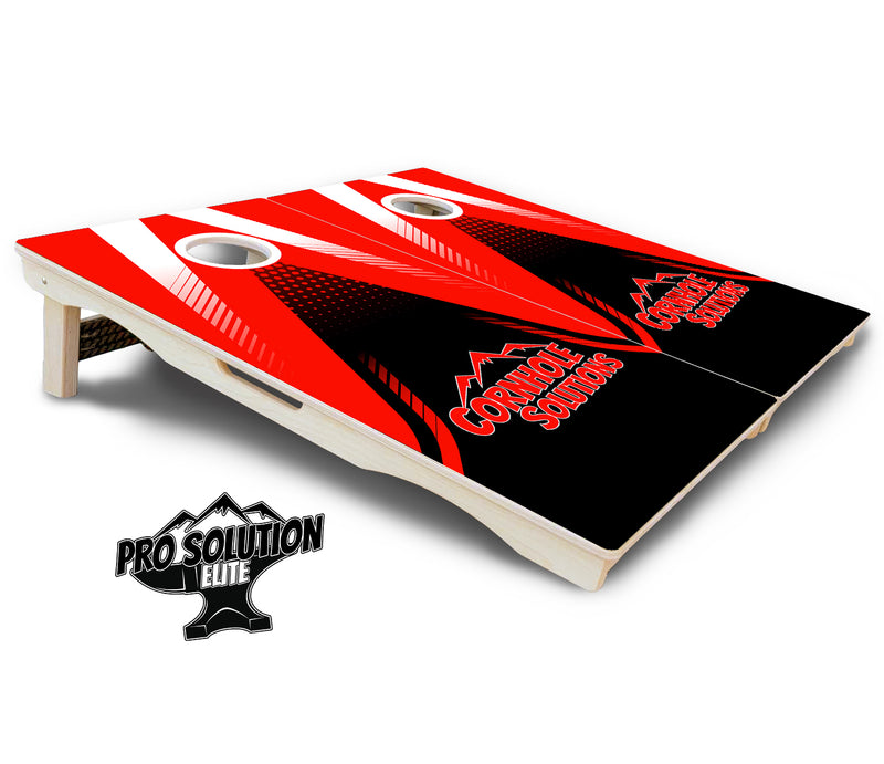 Pro Solution Elite - Red & Black CS Logo Design Options - Professional Tournament Cornhole Boards 3/4" Baltic Birch - Zero Bounce Zero Movement Vertical Interlocking Braces for Extra Weight & Stability +Double Thick Legs +Airmail Blocker