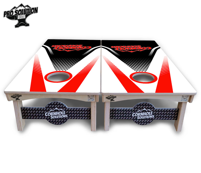 Pro Solution Elite - Red & Black CS Logo Design Options - Professional Tournament Cornhole Boards 3/4" Baltic Birch - Zero Bounce Zero Movement Vertical Interlocking Braces for Extra Weight & Stability +Double Thick Legs +Airmail Blocker