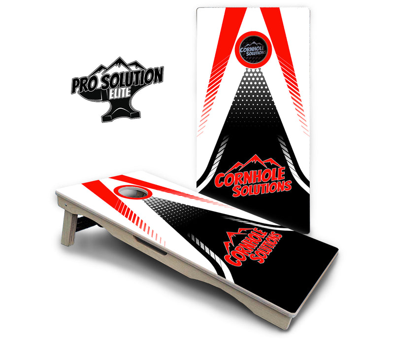 Pro Solution Elite - Red & Black CS Logo Design Options - Professional Tournament Cornhole Boards 3/4" Baltic Birch - Zero Bounce Zero Movement Vertical Interlocking Braces for Extra Weight & Stability +Double Thick Legs +Airmail Blocker