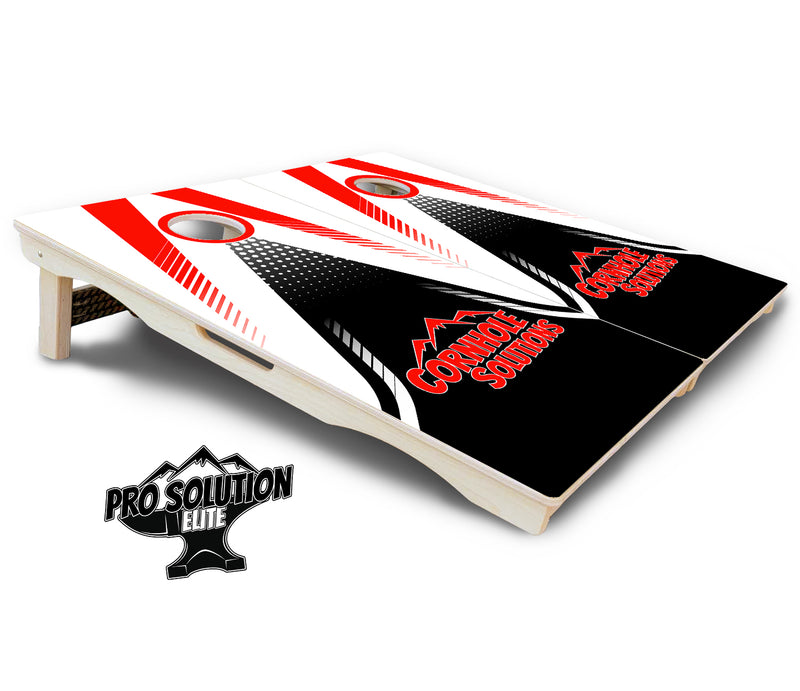 Pro Solution Elite - Red & Black CS Logo Design Options - Professional Tournament Cornhole Boards 3/4" Baltic Birch - Zero Bounce Zero Movement Vertical Interlocking Braces for Extra Weight & Stability +Double Thick Legs +Airmail Blocker