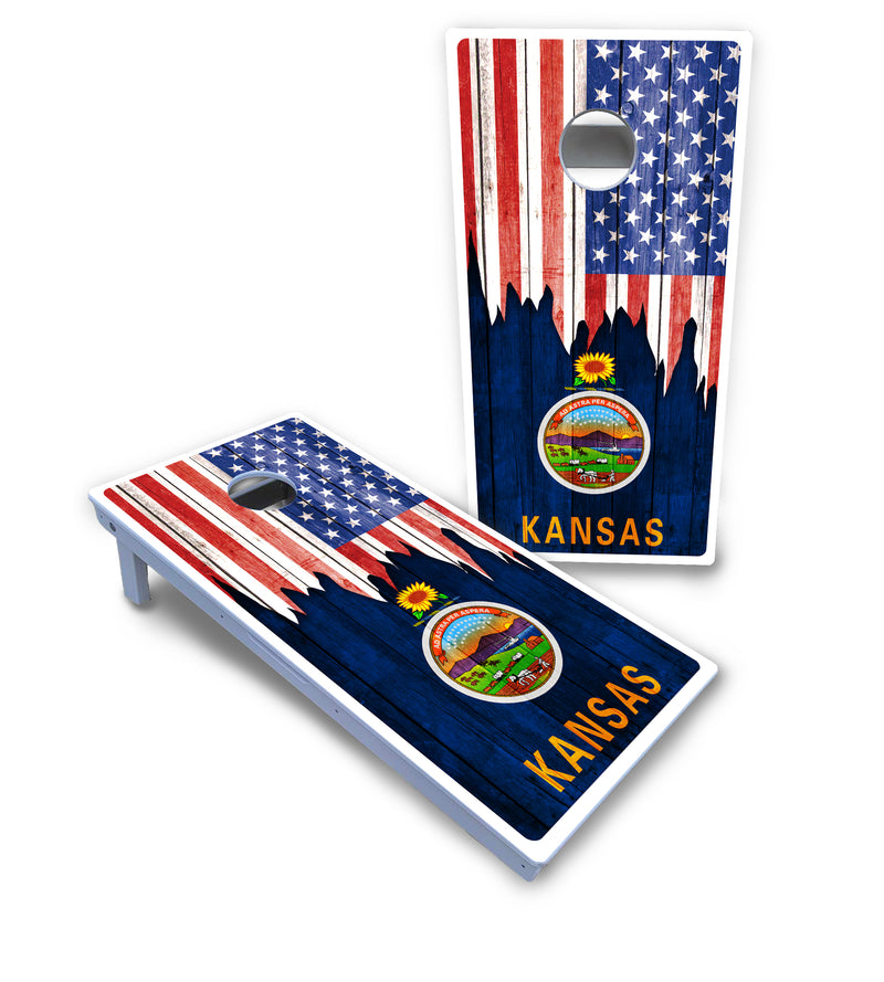 Waterproof - State Flag Designs Hawaii to Maryland - All Weather Boards "Outdoor Solution" 18mm(3/4")Direct UV Printed - Regulation 2' by 4' Cornhole Boards (Set of 2 Boards) Double Thick Legs, with Leg Brace & Dual Support Braces!