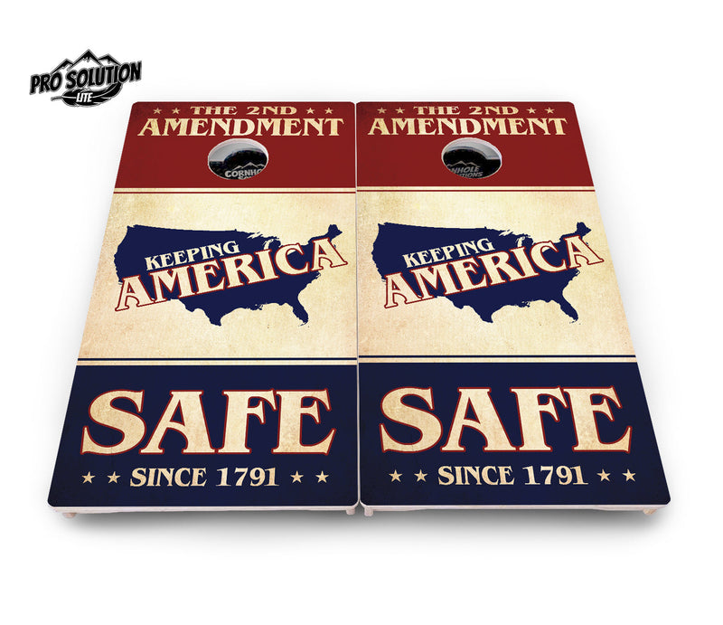 Pro Solution Elite - 2nd Amendment Safe Flyer - Professional Tournament Cornhole Boards 3/4" Baltic Birch - Zero Bounce Zero Movement Vertical Interlocking Braces for Extra Weight & Stability +Double Thick Legs +Airmail Blocker