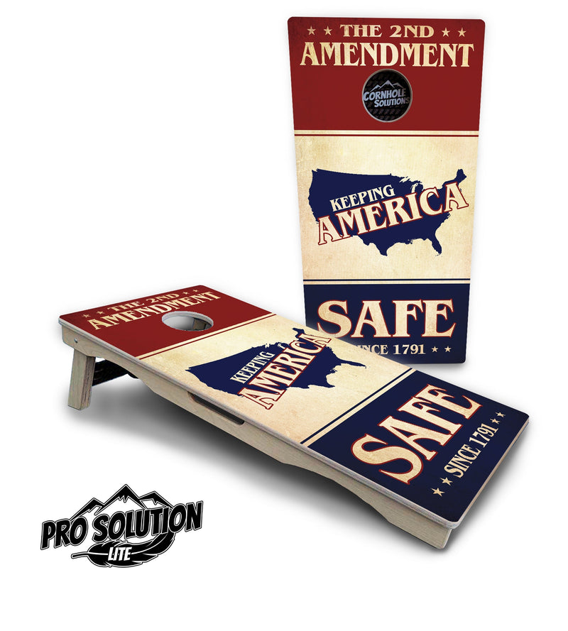 Pro Solution Elite - 2nd Amendment Safe Flyer - Professional Tournament Cornhole Boards 3/4" Baltic Birch - Zero Bounce Zero Movement Vertical Interlocking Braces for Extra Weight & Stability +Double Thick Legs +Airmail Blocker