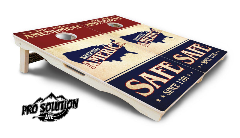 Pro Solution Elite - 2nd Amendment Safe Flyer - Professional Tournament Cornhole Boards 3/4" Baltic Birch - Zero Bounce Zero Movement Vertical Interlocking Braces for Extra Weight & Stability +Double Thick Legs +Airmail Blocker