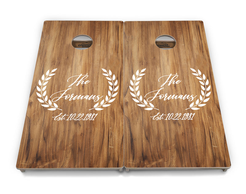 Tournament Regulation Cornhole Set - Laurel Design 2'x4' +UV Direct Print +UV Clear Coat