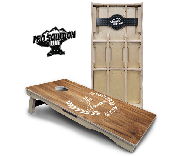 Pro Solution Elite - Laurel Design - Professional Tournament Cornhole Boards 3/4" Baltic Birch - Zero Bounce Zero Movement Vertical Interlocking Braces for Extra Weight & Stability +Double Thick Legs +Airmail Blocker