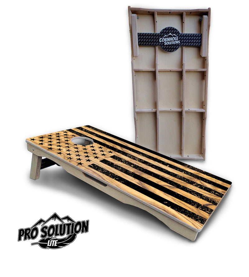 Pro Solution Lite - Light Wood Flag - Professional Tournament Cornhole Boards 3/4" Baltic Birch - Zero Bounce Zero Movement Vertical Interlocking Braces for Extra Weight & Stability +Double Thick Legs +Airmail Blocker