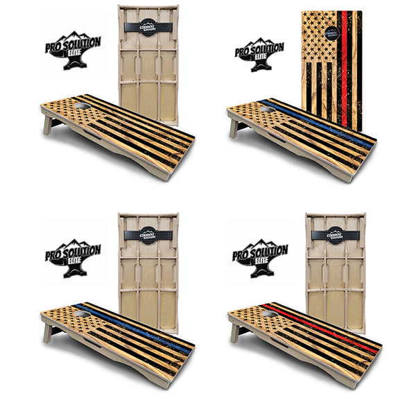 Pro Solution Elite - Light Wood Flag Design Options - Professional Tournament Cornhole Boards 3/4" Baltic Birch - Zero Bounce Zero Movement Vertical Interlocking Braces for Extra Weight & Stability +Double Thick Legs +Airmail Blocker