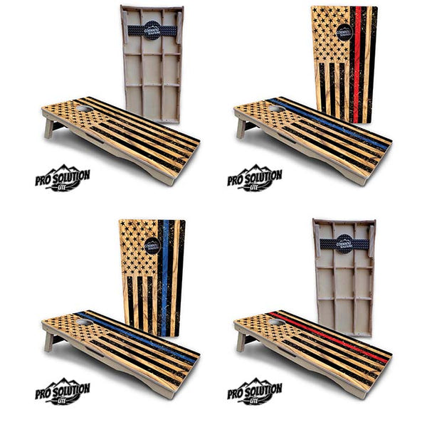 Pro Solution Lite - Light Wood Flag Design Options - Professional Tournament Cornhole Boards 3/4" Baltic Birch - Zero Bounce Zero Movement Vertical Interlocking Braces for Extra Weight & Stability +Double Thick Legs +Airmail Blocker