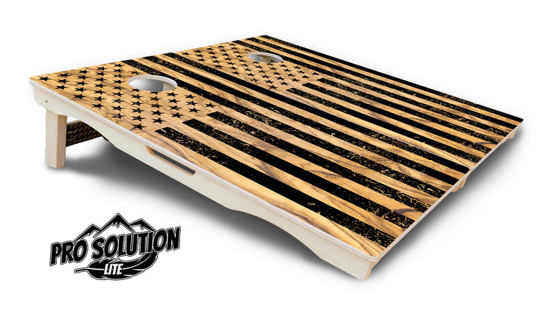 Pro Solution Lite - Light Wood Flag - Professional Tournament Cornhole Boards 3/4" Baltic Birch - Zero Bounce Zero Movement Vertical Interlocking Braces for Extra Weight & Stability +Double Thick Legs +Airmail Blocker