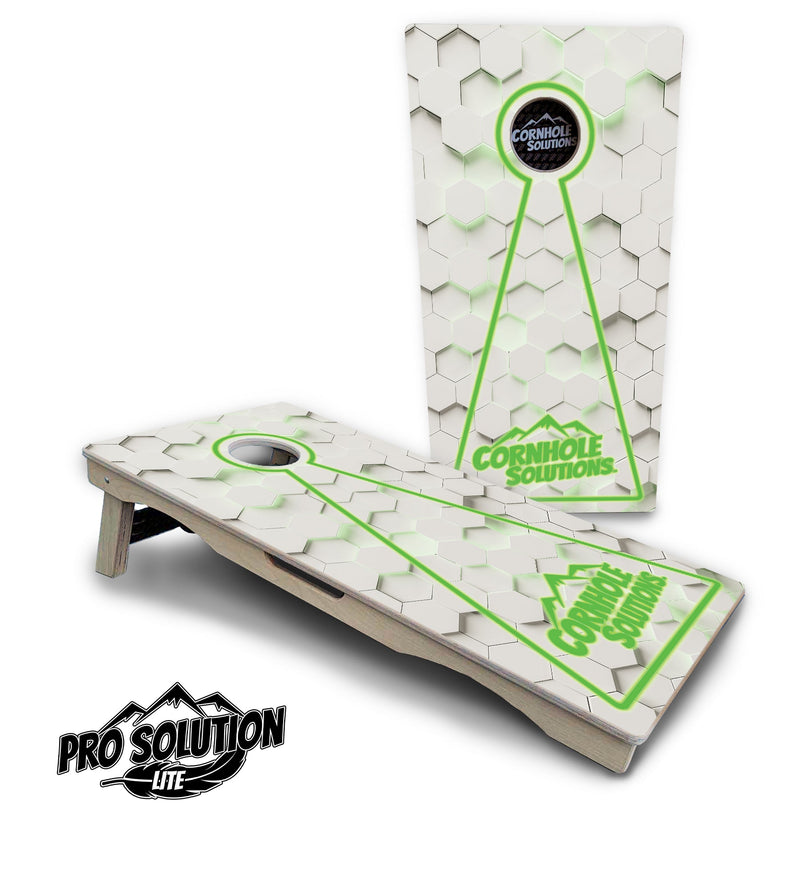 Pro Solution Elite - Glow Hole White Color Options - Professional Tournament Cornhole Boards 3/4" Baltic Birch - Zero Bounce Zero Movement Vertical Interlocking Braces for Extra Weight & Stability +Double Thick Legs +Airmail Blocker