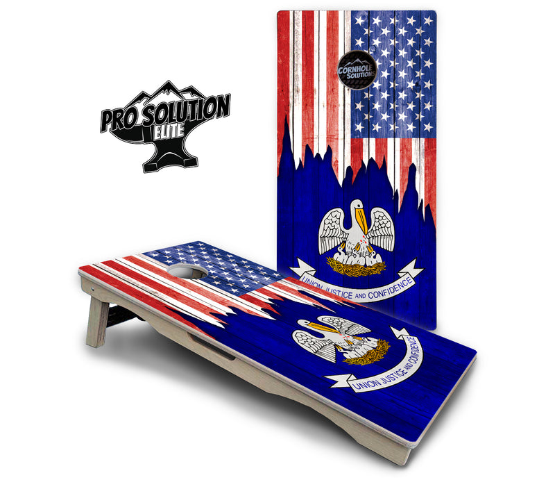 Pro Solution Elite - State Flag Designs Hawaii to Maryland - Professional Tournament Cornhole Boards 3/4" Baltic Birch - Zero Bounce Zero Movement Vertical Interlocking Braces for Extra Weight & Stability +Double Thick Legs +Airmail Blocker