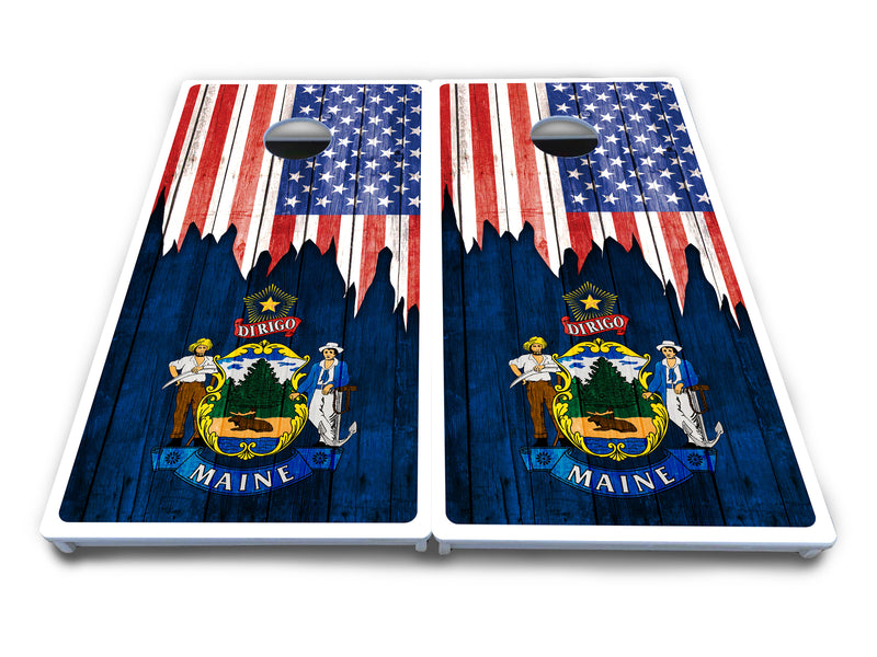 Waterproof - State Flag Designs Hawaii to Maryland - All Weather Boards "Outdoor Solution" 18mm(3/4")Direct UV Printed - Regulation 2' by 4' Cornhole Boards (Set of 2 Boards) Double Thick Legs, with Leg Brace & Dual Support Braces!