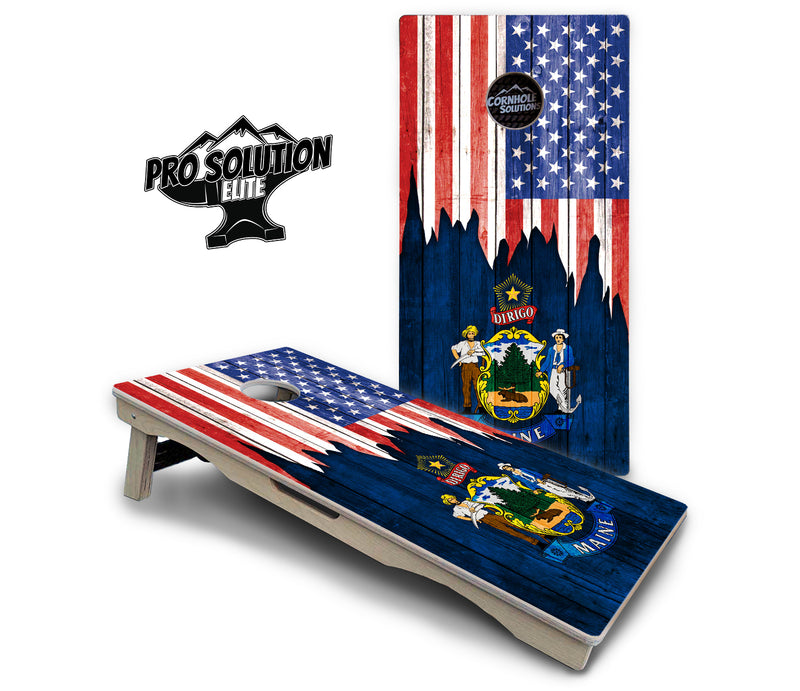 Pro Solution Elite - State Flag Designs Hawaii to Maryland - Professional Tournament Cornhole Boards 3/4" Baltic Birch - Zero Bounce Zero Movement Vertical Interlocking Braces for Extra Weight & Stability +Double Thick Legs +Airmail Blocker