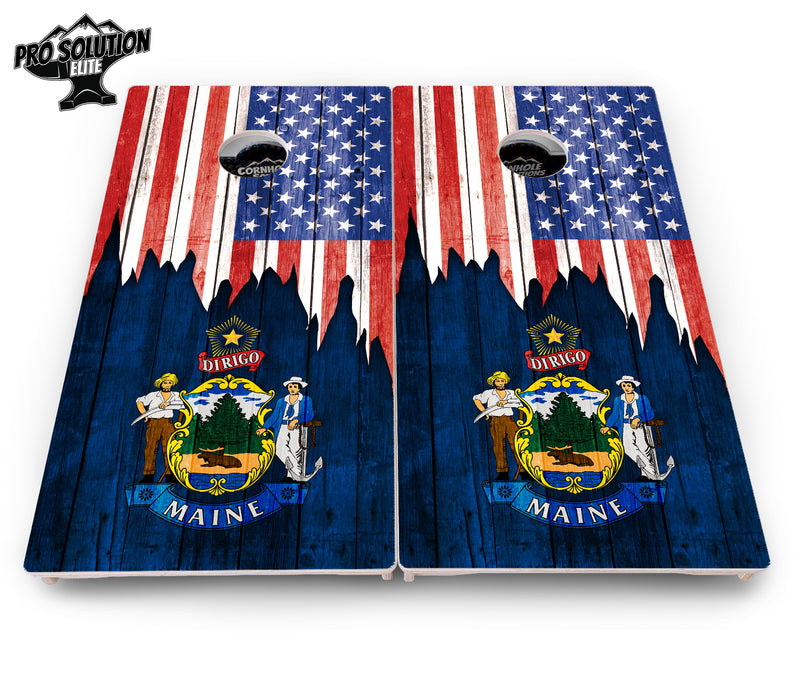 Pro Solution Elite - State Flag Designs Hawaii to Maryland - Professional Tournament Cornhole Boards 3/4" Baltic Birch - Zero Bounce Zero Movement Vertical Interlocking Braces for Extra Weight & Stability +Double Thick Legs +Airmail Blocker