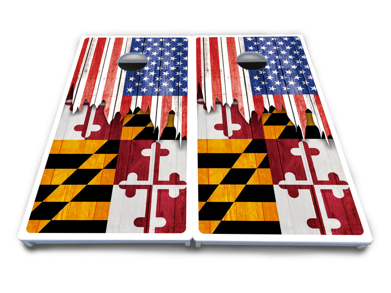 Waterproof - State Flag Designs Hawaii to Maryland - All Weather Boards "Outdoor Solution" 18mm(3/4")Direct UV Printed - Regulation 2' by 4' Cornhole Boards (Set of 2 Boards) Double Thick Legs, with Leg Brace & Dual Support Braces!