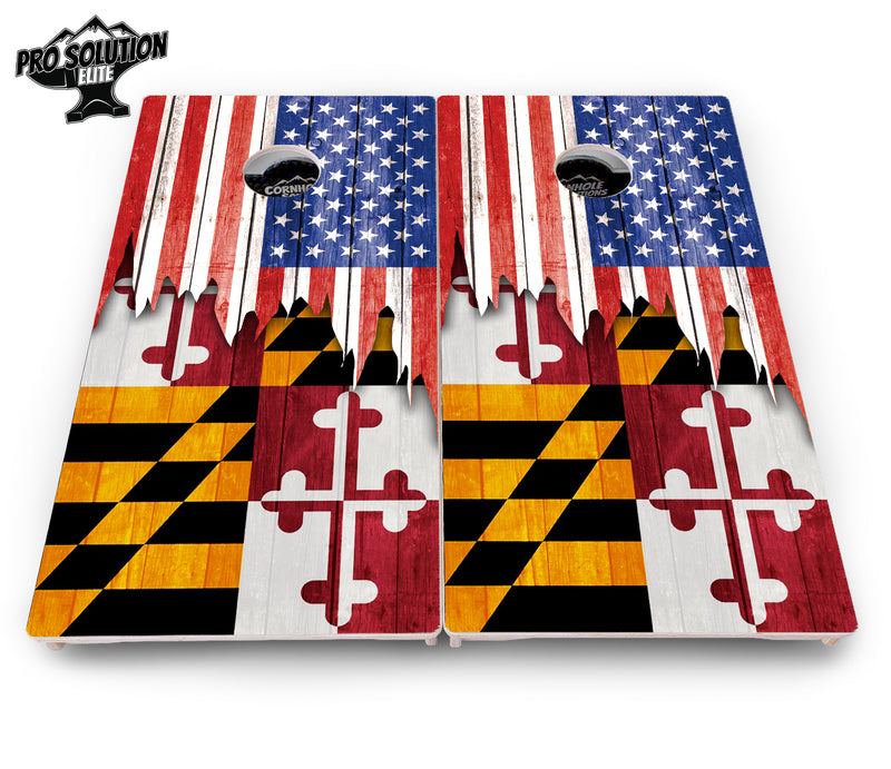 Pro Solution Elite - State Flag Designs Hawaii to Maryland - Professional Tournament Cornhole Boards 3/4" Baltic Birch - Zero Bounce Zero Movement Vertical Interlocking Braces for Extra Weight & Stability +Double Thick Legs +Airmail Blocker