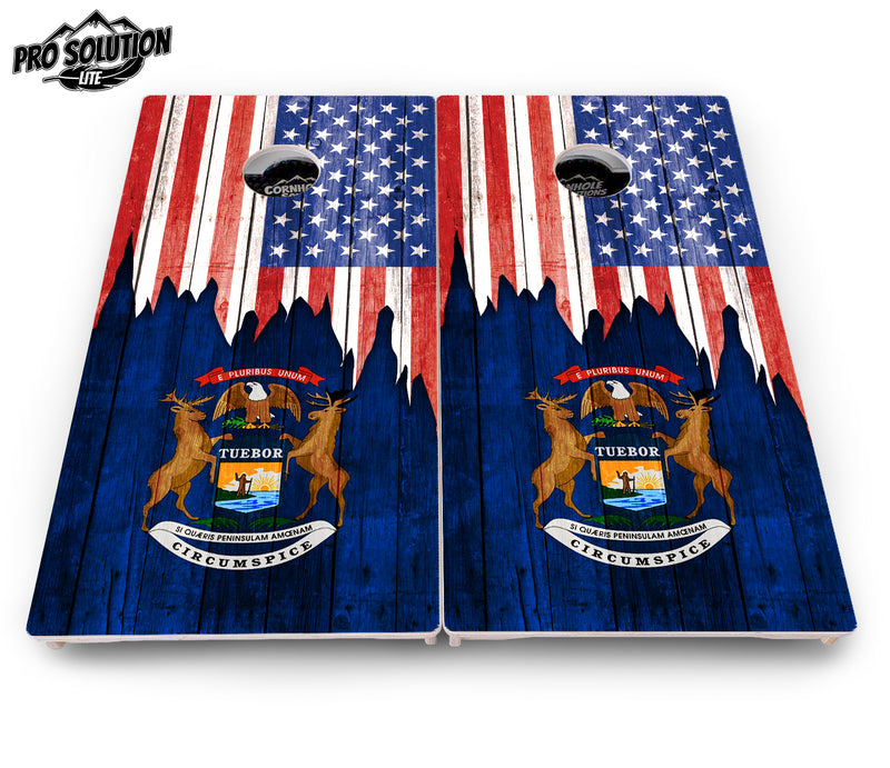 Pro Solution Lite - State Flag Designs Massachusetts to New Jersey - Professional Tournament Cornhole Boards 3/4" Baltic Birch - Zero Bounce Zero Movement Vertical Interlocking Braces for Extra Weight & Stability +Double Thick Legs +Airmail Blocker