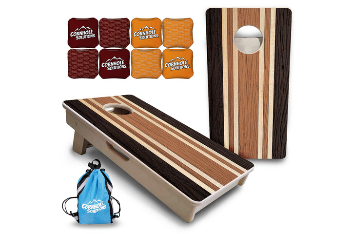 Mini Cornhole Boards - Brown Two Tone Stripes