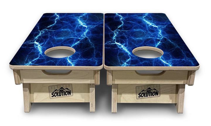 Mini Cornhole Boards - Blue & Green Lightning