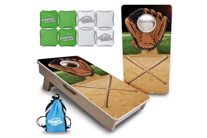 Mini Cornhole 12"x24" Boards - 4" holes - Baseball Theme Design - 3/4″ Baltic Birch