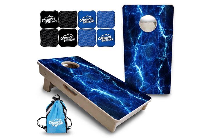 Mini Cornhole Boards - Blue & Green Lightning